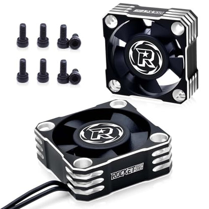 2Packs Motor Cooling Fan,30mm ESC Cooling Fan 28000RPM RC Model HeatSink Fan for 1/8 1/10 1/12 Scale RC Car Truck 540 550 Motor (Silver) - color: Black Silver-2Pack