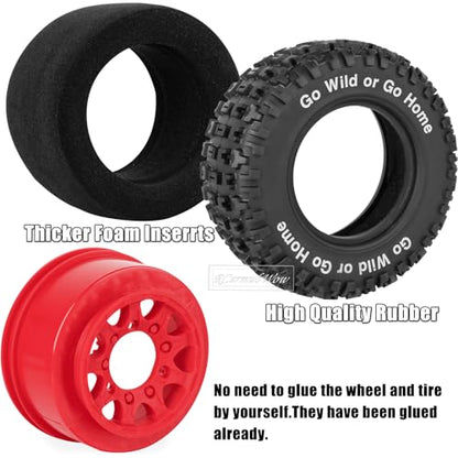 RC Wheels and Tires w/12mm 14mm 17mm Hex Short Course Tire for 1/10 Scale Car Arrm a Senton,Axia1,Slash 2WD Slash 4×4 4WD,Red cat,Rc 4wd,1/10 Truck Tires Rubber Tyres Plastic Wheel,Red - color: Red(4pcs)