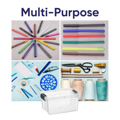 Superio Mini Storage Container Plastic Crayon Box Art Supplies and Sewing Case Stackable Clear Small Organizer for Beads, Stationery, Chalk, and Food, 1.05 Quart, 4 Pack - size: 1.05 Quarts, style: 4 Pack