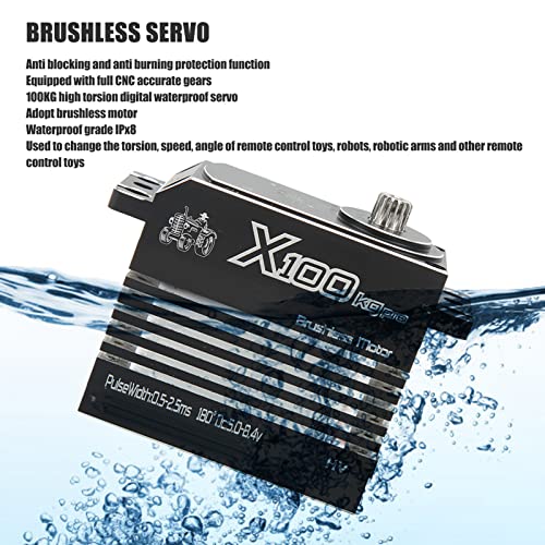Kadimendium RC Servo for 1/5 RC Model, Aluminum Alloy RC Servo 100KG for 1/5 RC Boat