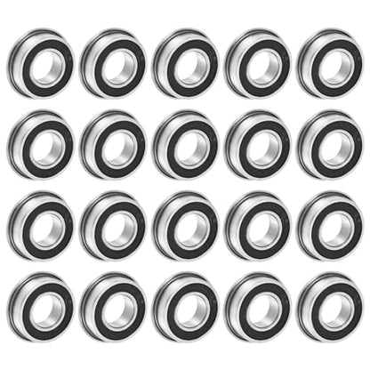 uxcell F688-2RS Flanged Ball Bearing 8x16x5mm Double Sealed Chrome Steel Flange Bearings, 20pcs - size: 8x16x5mm