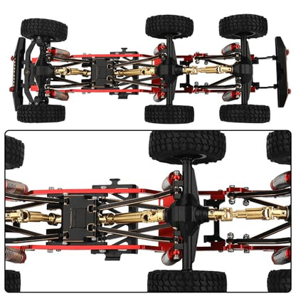 TRX-4M 6x6 RC Chassis Frame with Axles Transmission Wheels Skid Plate DIY for TRX4M 1/18 RC Crawler Metal Upgarde Parts (red) - color: Red
