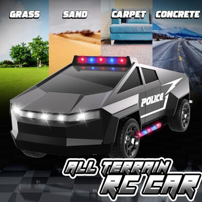 RC Police Car for Kids Ages 4-8, 1:22 Boys Remote Control Truck with Lights | Black RC Toy Car with Load Space, Birthday Gifts for Boys/Girls Age 4 5 6 7 8 9 10-12 - size: 1:22 RC Car (Police)