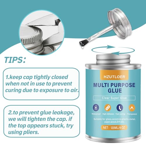 120ML Multi Purpose Contact Cement Clear Super Glue with Brush Waterproof Fast Curing Transparent All Purpose Adhesive for Glass Ceramic Plastic Rubber,Acrylic,Leather,DIY Household Repair