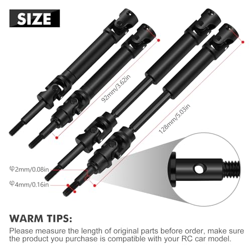 4Pcs Front & Rear CVD Drive Shafts Set Compatible with 1/10 Traxxas Slash/Rustler/Stampede/Hoss VXL 4X4 2WD Platinum Ultimate RC Truck Cars Heavy Duty Axles Replace #6851#6852 Update Parts - color: Black Front&rear