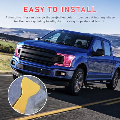 povtii Tint Vinyl Film Sticker Sheet Roll for Car Headlight, 12×48 Inch Auto Taillight Vinyl Wrap Film, Self Adhesive Fog Light Vinyl Film with Squeeze & Cutter, Car Accessories (Pink) - color: Pink