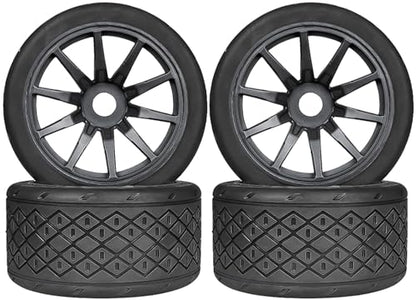 1/7 1/8 On Road Tire Set On Road Tire Tyre 17mm Wheel Rims for Arrma 1/7 Infraction Limitless Felony FS Racing Model GT RC Car Upgrade On Road Tyre 4Pcs One Set(4 Big Black) - color: L-black, size: 4Pcs Big