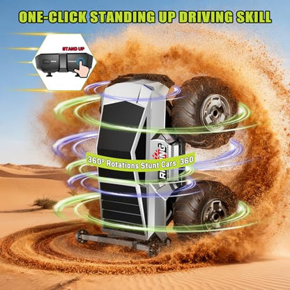 1:16 RC Truck Remote Control Car, 4WD Waterproof Amphibious RC Car All Terrain Pickup,TIME4DEALS 2.4GHz Remote Monster Truck with 360° Rotating Standing Stunt Toy Truck for Kids Boys 6 7 8 9 10 11 12+ - color: Gray