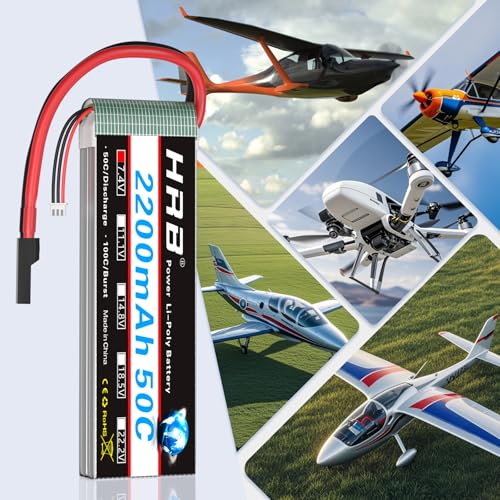 HRB 2S 7.4V 2200mAh LiPo Battery 50C TR Plug Compatible with RC Airplane, RC Helicopter, RC Car, RC Truck, RC Boat