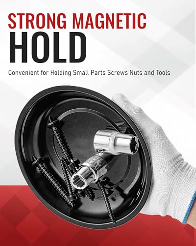 Magnetic Tray 4 Pack, Stainless Steel Magnetic Parts Tray Set, 3 Inch and 6 Inch Round Trays, Square Tray and Shallow Tray, Magnetic Tool Tray for Nuts Bolts Screws, Black - color: Black