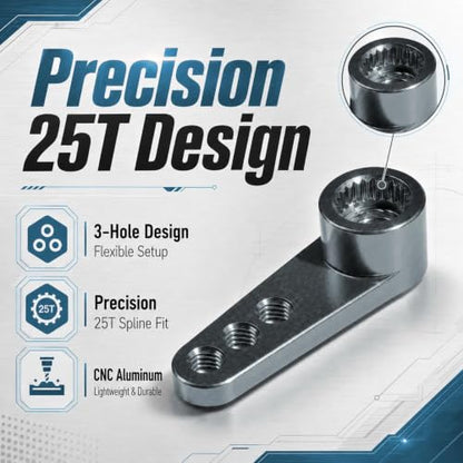2PCS 25T Aluminum Servo Horn, 3-Hole RC Steering Arm for Futaba Savox MG995 | CNC Aluminum Servo Arm M3 Thread Adjustable Linkage 12mm 16mm 20mm Positions 1/8 1/10 RC Power HD MG996 Crawler Buggy Truck - color: Titanium