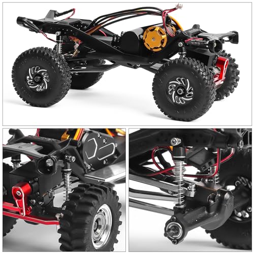 25mm Aluminum RC Shock Absorber Set, 4PCS CNC Threaded Suspension Upgrade, Replacement for 1/30 Axial SCX30 Crawler Car Ford Bronco, Jeep Wrangler, Chevrolet K10, Black - color: Black