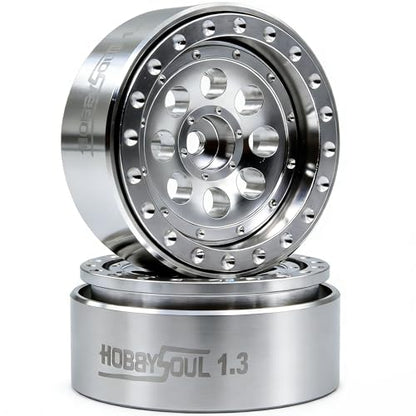 Stainless Steel 1.3 Beadlock Wheels 64g/Rim Fits TRX4M SCX24 | 4-Pack, adjustable offset 304 stainless steel silver rims & 7mm hex hub, upgrade parts for 1/18 & 1/24 micro RC crawler - color: Silver