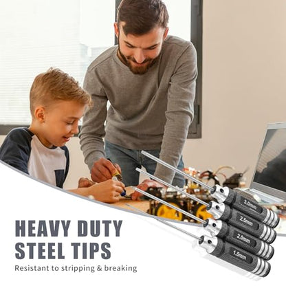 RC Hex ScrewDriver Set - 4pcs 1.5mm 2.0mm 2.5mm 3.0mm RC Tool Kit | Hex Allen Screwdriver Kit for RC Car 1/10, Helicopter & Repair Tools, Durable RC Screwdriver Set for Precision Maintenance