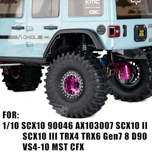 1.9 RC Wheels and Tires for 1/10 SCX10 90046 AXI03007 TRX4 TRX6 VS4-10 Gen7 Gen8 MST CFX D90.Aluminium RC Truck Tires Highway Tires 1.9" RC Wheels 1.9 Beadlock Wheel Rim RC Tires,Pink - color: Pink(1.9tires)