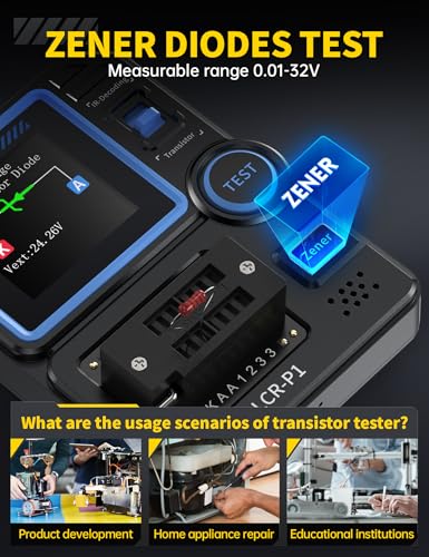 FNIRSI LCR-P1 Transistor Tester, LCR Meter, Capacitor Tester, Auto Test | MOSFET/PNP/NPN, Diode/Zener, R/L/C & ESR Meter, SMD Adapter, NEC IR Remote Decode, Battery Test, USB-C Rechargeable