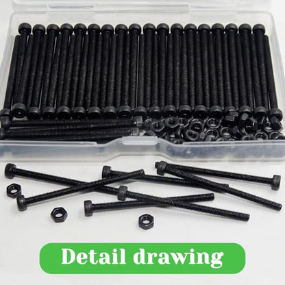 100Pcs M3 x 45mm Hex Socket Head Cap Screws Bolts, Carbon Steel, Black Oxide Finish, Allen Socket Drive, Full Threads,with Hex Spanner - size: M3 x 45-100Pcs-Black