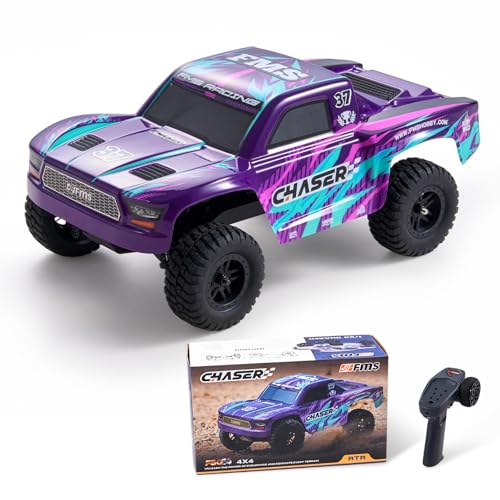 FCXㅤ FMS FSC24S 1/24 Chaser S RC Crawler, Short-Course Trucks with High Strength Nylon Frame, 2 Speed Switch Up to 26km/h, Hobby RC Car for Adults, Gifts (Purple) - color: Purple