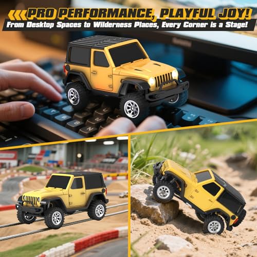 [2026 Upgrade 1/36 Mini RC Crawler, 4WD Micro Off Road Truck | Yellow Micro RC Crawler, 1/36 RC Crawler Mini RC Truck Toys for Ages 8-14, Birthday Gifts for Boys Girls, RTR 2.4GHz - color: Yellow