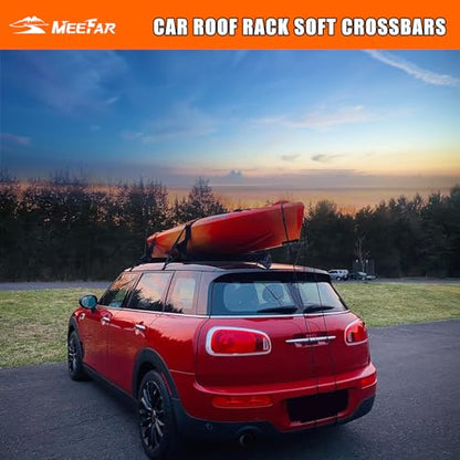 Kayak Car Roof Rack Pad for Kayak Surfboard SUP Canoe Soft Roof Rack Pads | Universal soft roof rack for kayak surfboard Include 4 Tie Down Straps,4 Tie Down Rope,4 Quick Loop Strap,Storage Bag - size: 32.5 Inch
