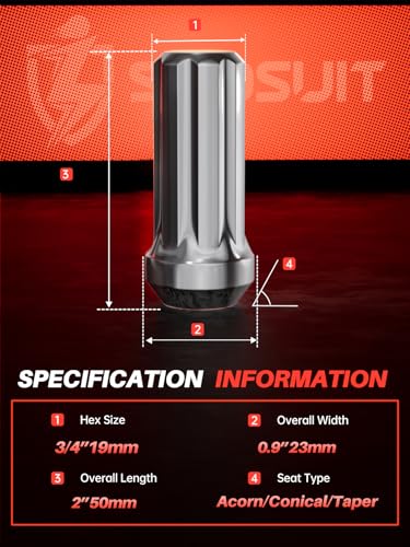 Sposuit M14x1.5 Spline Lug Nuts - Replacement for 2001-2006 GMC Sierra 1500 HD, 1999-2024 Sierra 2500 HD, 2011-2024 Sierra 3500 HD - Closed End Chrome Lug Nut with Socket(32 Pcs) - color: Chrome, size: M14x1.5, style: 32 Pack SplineDrive