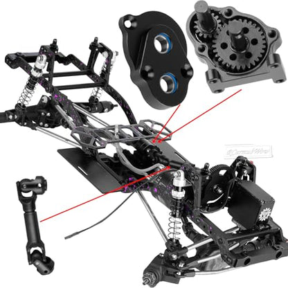 RC Front Mounted Transmission LCG Carbon Fiber Chassis Kit Upgrades Part for 1/10 RC Crawlers SCX10 SCX10 II Capra 1.9 UTB and Other DIY Builds,Carbon Fiber Chassis &Alloy Gearbox,Colorful - color: Colorful(1set)