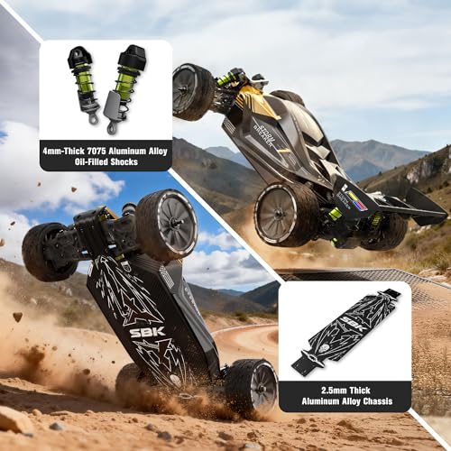 RLAARLO 1/10 Brushless RC Cars, 4×4 Buggy, 50+ MPH, Carbon Fiber, Ages 8+ | 3650-2650KV Brushless Motor, 4WD, 3S LiPo, Alloy Chassis, Sealed Diffs, 20kg Servo, 6CH Radio, Waterproof, All-terrain