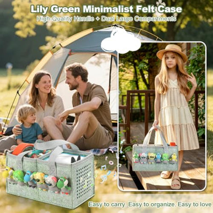 PISOSN Carrying Case for Toniebox Starter Set and Tonies Figurines, Travel Felt Cloth Musical Toy Folding Bag for Toniebox Accessories (Lily Green) - color: Lily Green