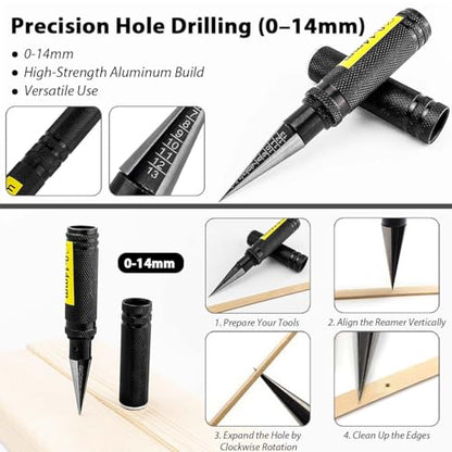 2 Pack 0-14mm RC Body Reamer Tool with Precision Scale – High-Strength Aluminum Expanding Hole Puncher Opener Reamer for RC Car Shell, Plastic Sheet, Aircraft Model, DIY Projects (Black)