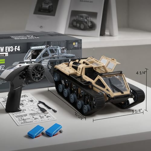 RC Tank, 1:16 Remote Control Truck for Beginners & Adults | Off-Road RC Trucks, 4WD Crawler, 360° Rotating Drifting, 2 Batteries - color: Yellow, size: 1:16