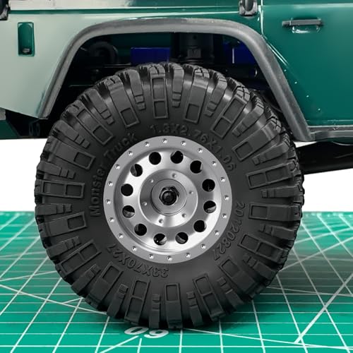 4Pcs 1.3" Beadlock Metal Wheels Rims Hub & Rubber Tires 70mm Set，#B | For 1/24 Axial SCX24, For 1/18 Tra-xxas TRX4-M, RC Crawler Car, Upgrades - color: #B