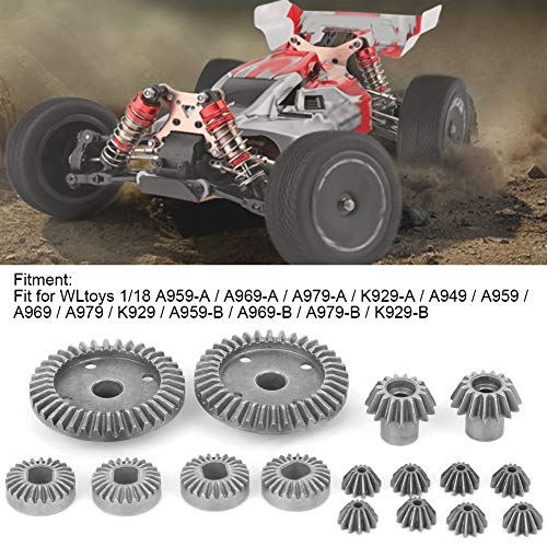 VGEBY Differential Gears, High Precision Metal 16Pcs Set for RC Car Upgrading, 1:18 Scale Universal Fit for Building and Repairing
