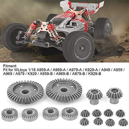 VGEBY Differential Gears, High Precision Metal 16Pcs Set for RC Car Upgrading, 1:18 Scale Universal Fit for Building and Repairing