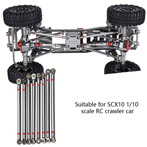Aluminum Alloy Link Rod Linkage,plplaaoo 8Pcs Link Rod,RC Car Chassis Link Rod,313MM Wheelbase Upgrade Parts Link Rod Chassis Linkage Compatible with Axial SCX10 1/10 RC Car Crawler(Black) - color: Black