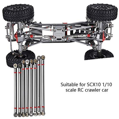 Aluminum Alloy Link Rod Linkage,plplaaoo 8Pcs Link Rod,RC Car Chassis Link Rod,313MM Wheelbase Upgrade Parts Link Rod Chassis Linkage Compatible with Axial SCX10 1/10 RC Car Crawler(Black) - color: Black