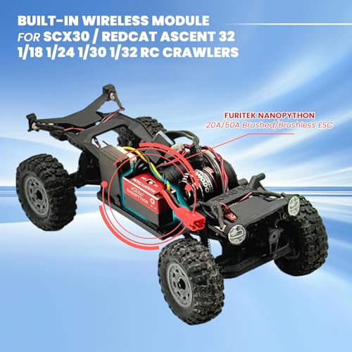 furitek NANOPYTHON 20A/50A Brushed/BRUSHLESS ESC with Built-in Wireless Module for 1/18 1/24 1/30 1/32 RC Crawlers - Remote Control Car Upgrades (FUR-2737)