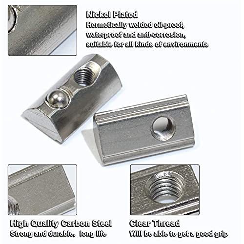 20 Pcs 2020 Series T Spring Nut, M5 Thread Roll in Spring Post Assembly T Nuts Hammer Head Fastener Nut Drop in T-Nut for 20 Series Aluminum Extrusion Profile T Slot 6mm for 3D Printer (M5) - size: 2020 Series M5