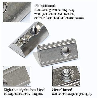 20 Pcs 2020 Series T Spring Nut, M5 Thread Roll in Spring Post Assembly T Nuts Hammer Head Fastener Nut Drop in T-Nut for 20 Series Aluminum Extrusion Profile T Slot 6mm for 3D Printer (M5) - size: 2020 Series M5