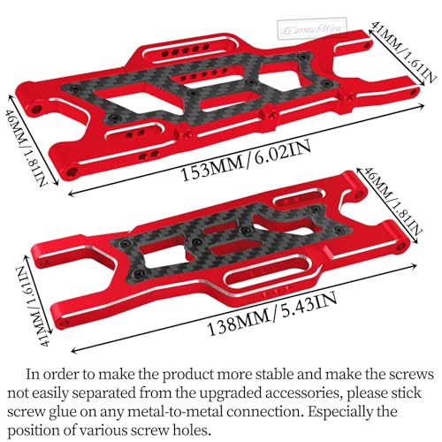 RC Alloy Suspension Arms Upgrades Part for 1/10 Outcast 4x4 4S V2 BLX,Kraton 4x4 4S V2 BLX,Front Rear A Arms Suspension Arms Hops Up,Replace ARA330711 ARA330710,Red - color: Red(4pcs)