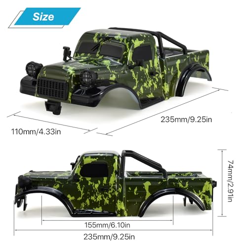 1/18 RC Pickup Truck Body Shell, ABS Impact-Resistant Upgrade for TRX4M Defender/Bronco/Wrangler (Blue) - color: Blue
