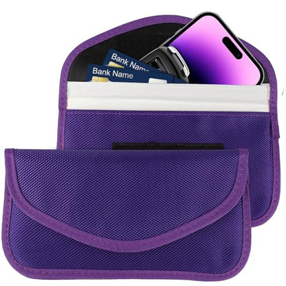 2PCS Faraday Bag for Phones and Car Keys, Keyless Entry RFID Signal Blocking Bag Key Fob Protector, Anti-Theft Faraday Pouch for Cell Phone Privacy Protection, Signal Shielding (Purple) - color: Purple