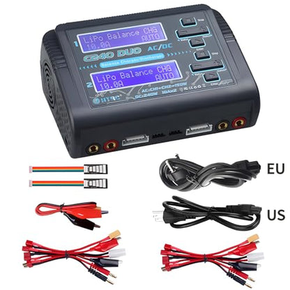 LiPo Battery Charger Dual RC LiPo AC150W DC240W 10A C240 Balance Battery Chargers Discharger for 1-6S LiPo Li-ion Life LiHV 1-15S NiCd NiMH PB Smart Battery RC Car