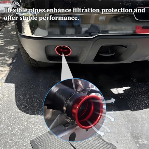 3" Car Turbine Intake Pipe, Adjustable Flexible Aluminum Vehicle Cold Air Intake Tube, Automotive Ducting Turbo Inlet Tube Pipe, Universal for SUV Automobile Truck (Red) - color: Red
