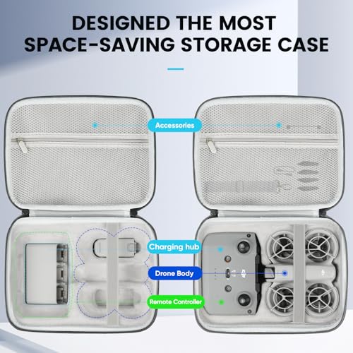 GAGITERVR N3 Neo Drone Hard Carrying Case Compatible with DJI Neo Drone Fly More Combo- 6 Flight Batteries, RC-N3/N2, Charging Hub & Accessories, Portable Protection Shoulder Strap for Travel Storage - size: For 6 Batteries/RCN3/Charging Hub