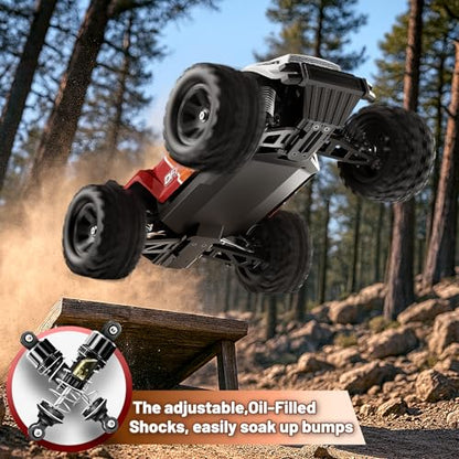 Remote Control Car 1:18 Scale 4WD Off-Road RC Truck, 36 KPH Fast RC Car with Dual 7.4V 1500mAh Batteries, Oil-Filled Shocks, Dual Body Shells, RC380,2.4GHz RTR for Outdoor Driving