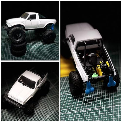 RC Pickup Body Shell with Bed Rack and Light kit & 2PCS Hanging Ball Nuts for 1/24 RC Crawler Axial SCX24 C10 Bronco Wrangler Base Camp 4Runner (White) - color: White