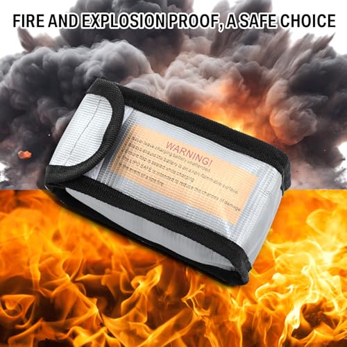 Aliceset 8 Pcs Lipo Battery Bag Lithium Battery Storage, Fireproof and Explosion Proof Bags Guard Safe Pouches 125 mm for Charging Home Travel Office Supplies - size: 125 x 50 x 64 mm