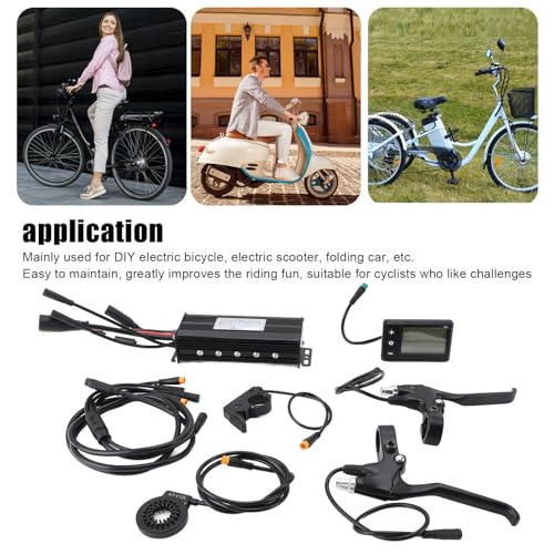 VBESTLIFE Electric Speed Controller Kit, Multifunction 30A Controller Instrument with S866 Display Brake Lever Thumb Shift Lever for 24V 36V 48V 1000W Motor,