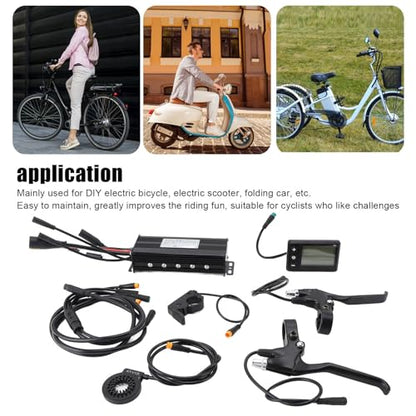 VBESTLIFE Electric Speed Controller Kit, Multifunction 30A Controller Instrument with S866 Display Brake Lever Thumb Shift Lever for 24V 36V 48V 1000W Motor,