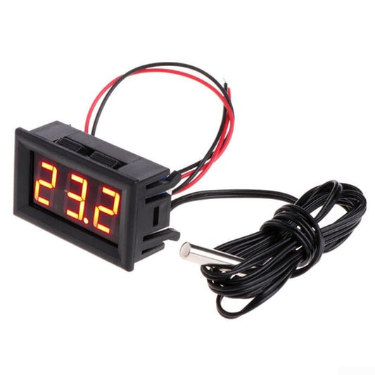 Digital Temperature Meter with Probe, LED Display DC 5-12V Car Temperature Panel Meter Gauge -50~110°C Temperature Gauge Sensor(Red) - color: Red
